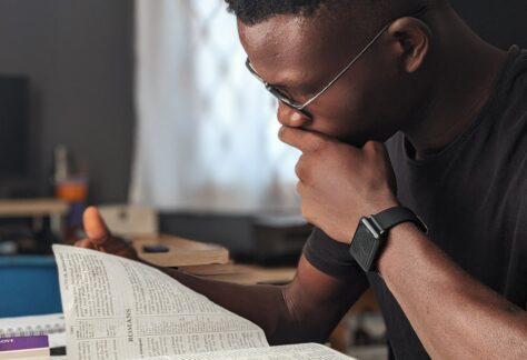 Man reading bible